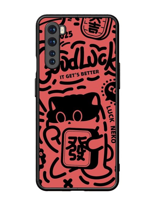 Lucky Cat Doodle Glossy Soft Edge Case for Oneplus Nord Chachhi