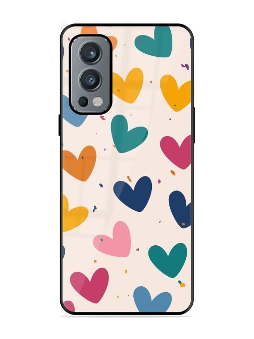 Rainbow Hearts Glossy Soft Edge Case for Oneplus Nord 2 (5G) Chachhi