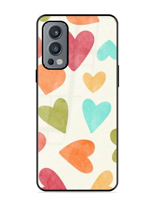 Watercolor Hearts Glossy Soft Edge Case for Oneplus Nord 2 (5G) Chachhi