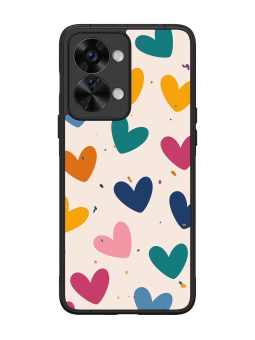 Rainbow Hearts Glossy Soft Edge Case for Oneplus Nord 2T (5G) Chachhi