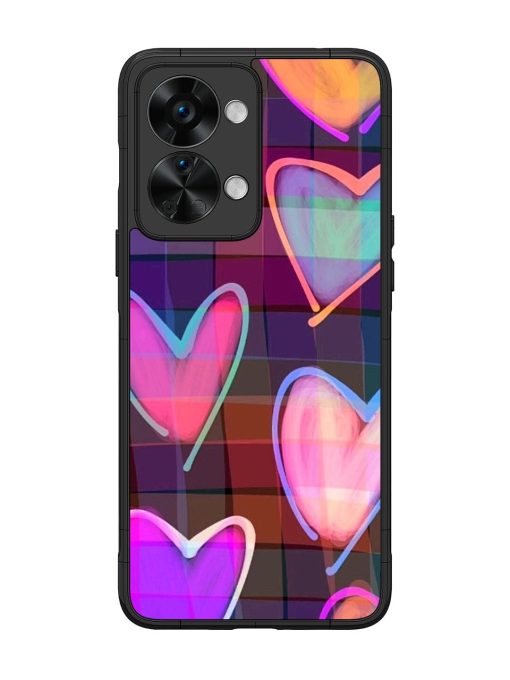 Neon Hearts Glossy Soft Edge Case for Oneplus Nord 2T (5G) Chachhi