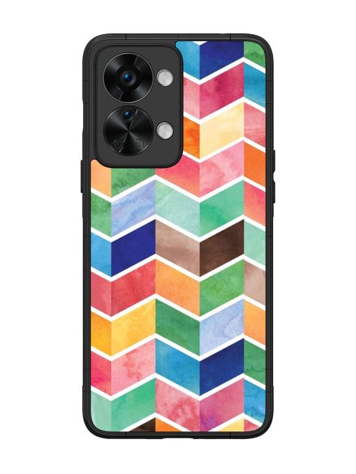 Watercolor Chevron Whimsy Glossy Soft Edge Case for Oneplus Nord 2T (5G) Chachhi