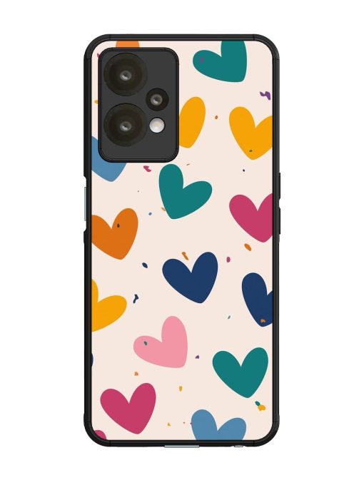 Rainbow Hearts Glossy Soft Edge Case for Oneplus Nord Ce 2 Lite (5G) Chachhi