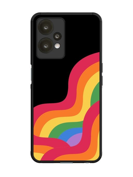 Wavy Rainbow Glossy Soft Edge Case for Oneplus Nord Ce 2 Lite (5G) Chachhi