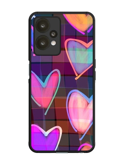 Neon Hearts Glossy Soft Edge Case for Oneplus Nord Ce 2 Lite (5G) Chachhi