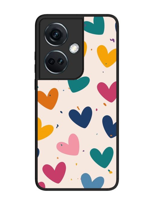 Rainbow Hearts Glossy Soft Edge Case for Oneplus Nord Ce 3 (5G) Chachhi