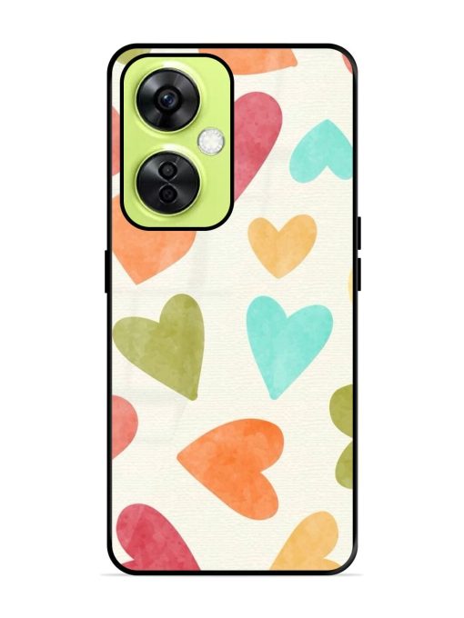 Watercolor Hearts Glossy Soft Edge Case for Oneplus Nord Ce 3 Lite (5G) Chachhi