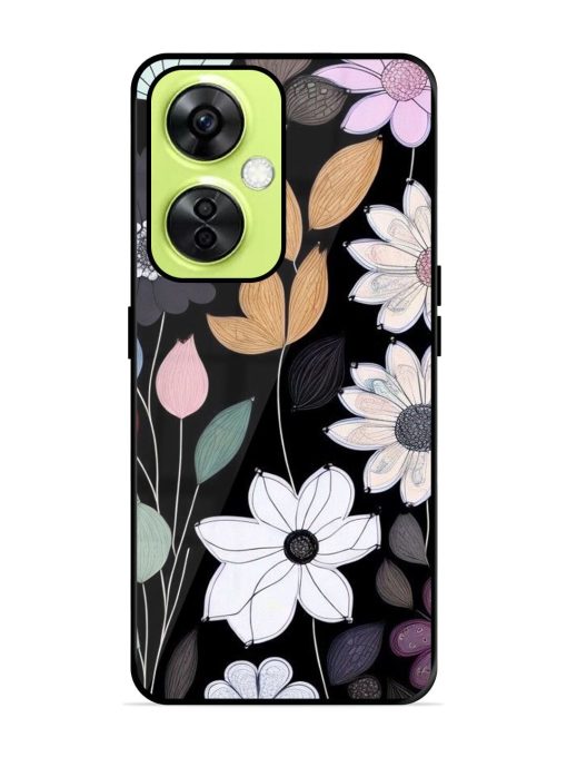 Whimsical Blooms On Black Glossy Soft Edge Case for Oneplus Nord Ce 3 Lite (5G) Chachhi