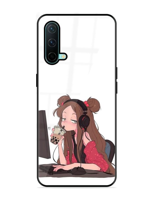 Girl Playing On Pc Glossy Soft Edge Case for Oneplus Nord Ce (5G) Chachhi