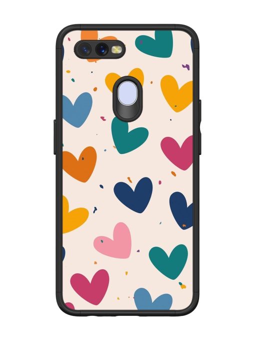 Rainbow Hearts Glossy Soft Edge Case for Oppo A12 Chachhi