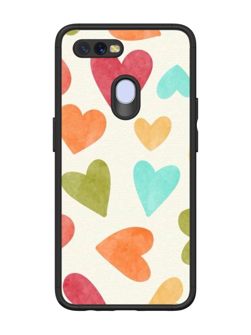 Watercolor Hearts Glossy Soft Edge Case for Oppo A12 Chachhi