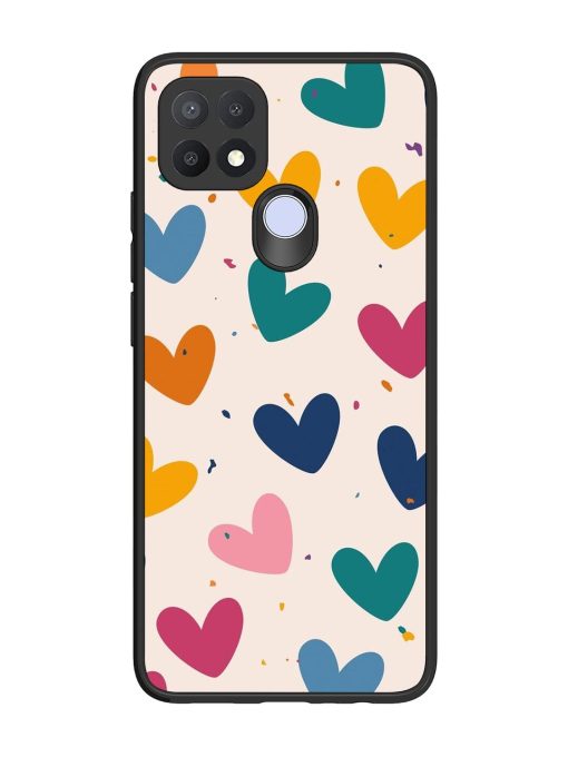 Rainbow Hearts Glossy Soft Edge Case for Oppo A15