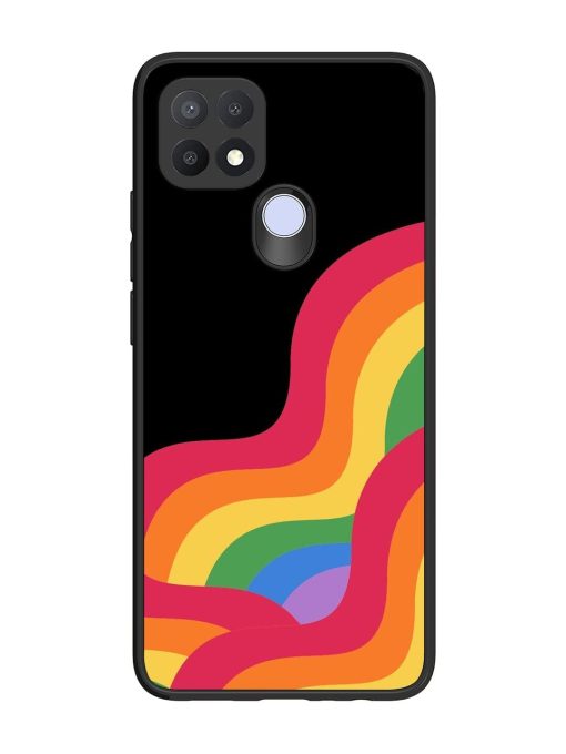 Wavy Rainbow Glossy Soft Edge Case for Oppo A15 Chachhi