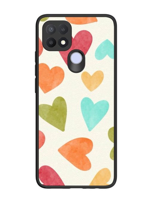 Watercolor Hearts Glossy Soft Edge Case for Oppo A15 Chachhi