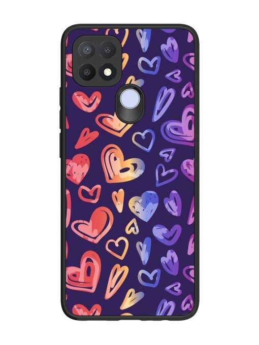 Rainbow Hearts Glossy Soft Edge Case for Oppo A15 Chachhi