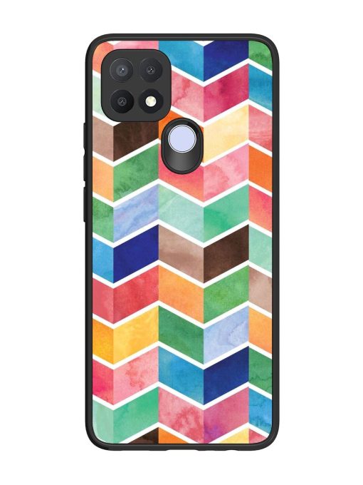 Watercolor Chevron Whimsy Glossy Soft Edge Case for Oppo A15 Chachhi