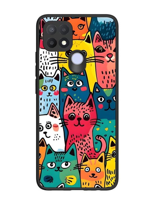 Feline Frenzy Glossy Soft Edge Case for Oppo A15 Chachhi