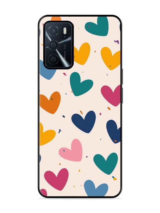 Rainbow Hearts Glossy Soft Edge Case for Oppo A16 Chachhi