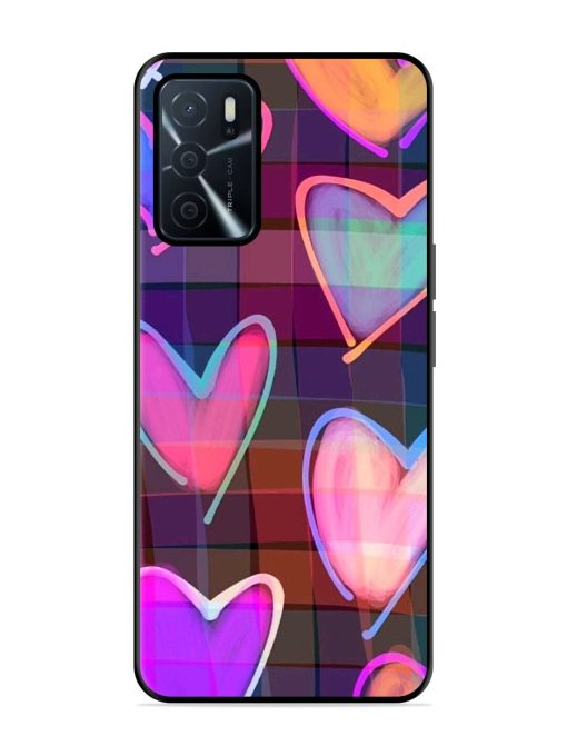 Neon Hearts Glossy Soft Edge Case for Oppo A16 Chachhi