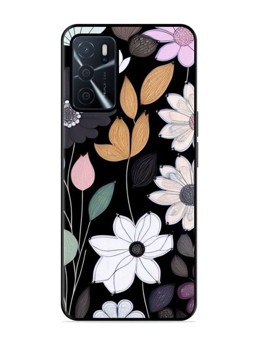 Whimsical Blooms On Black Glossy Soft Edge Case for Oppo A16