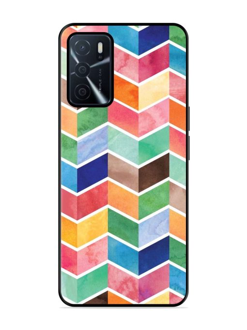 Watercolor Chevron Whimsy Glossy Soft Edge Case for Oppo A16 Chachhi