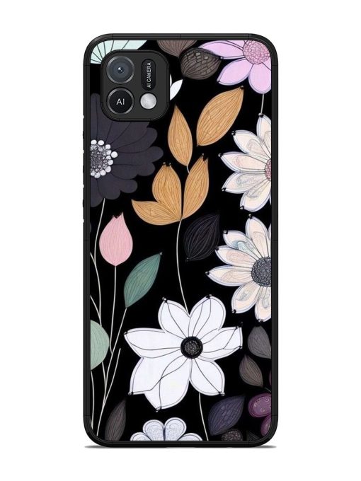 Whimsical Blooms On Black Glossy Soft Edge Case for Oppo A16K