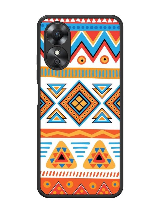 Vibrant Tribal Pattern Glossy Soft Edge Case for Oppo A17 Chachhi