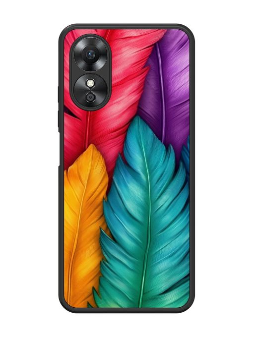 Rainbow Feathers Glossy Soft Edge Case for Oppo A17 Chachhi