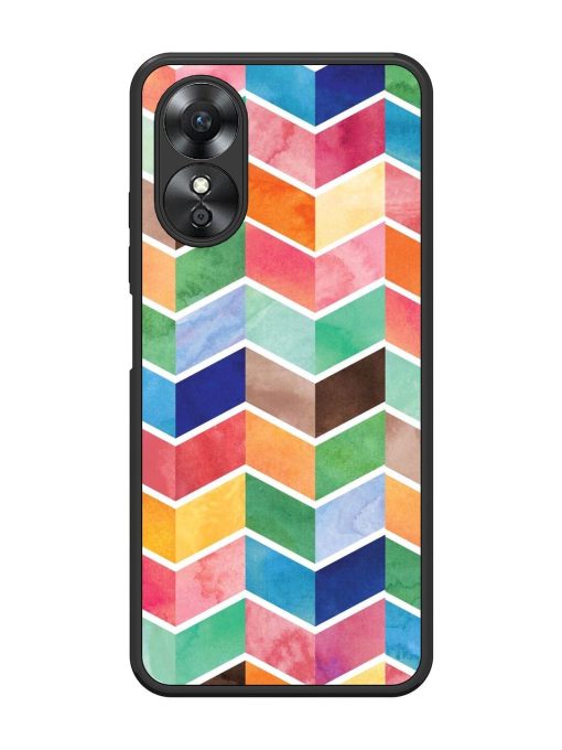 Watercolor Chevron Whimsy Glossy Soft Edge Case for Oppo A17 Chachhi