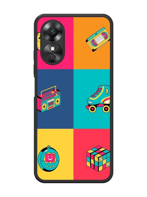 90S Throwback Grid Glossy Soft Edge Case for Oppo A17 Chachhi