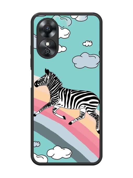 Zebra On A Rainbow Glossy Soft Edge Case for Oppo A17