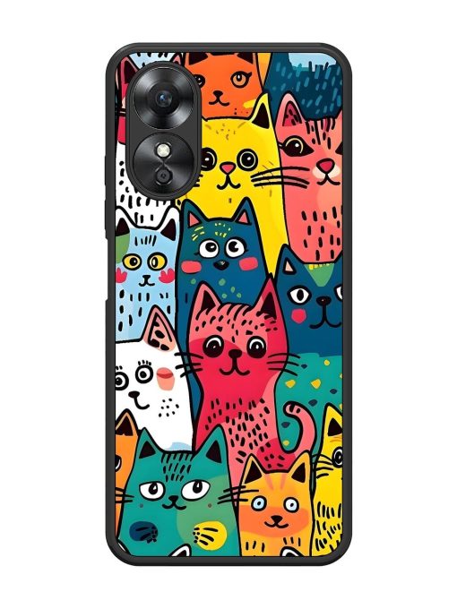 Feline Frenzy Glossy Soft Edge Case for Oppo A17 Chachhi