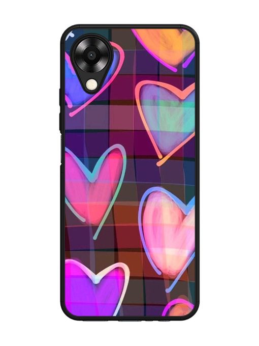 Neon Hearts Glossy Soft Edge Case for Oppo A17K Chachhi