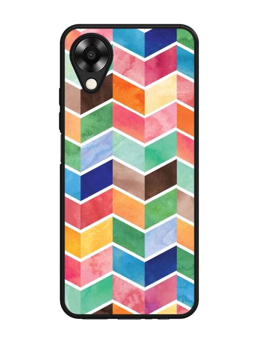 Watercolor Chevron Whimsy Glossy Soft Edge Case for Oppo A17K Chachhi