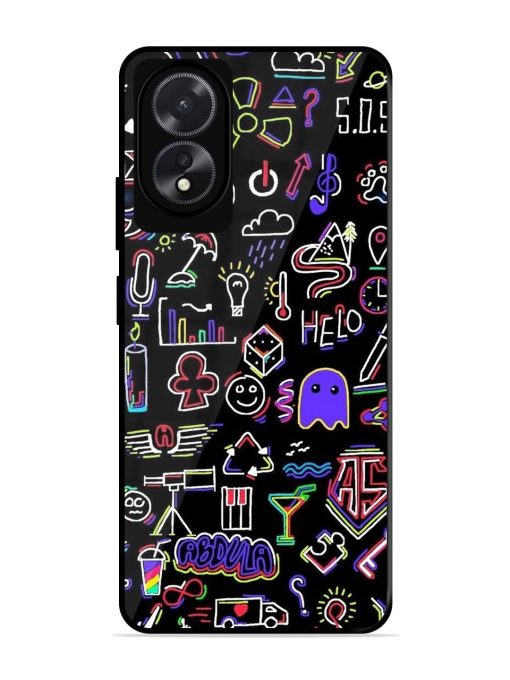 Neon Doodle Glossy Soft Edge Case for Oppo A18 Chachhi