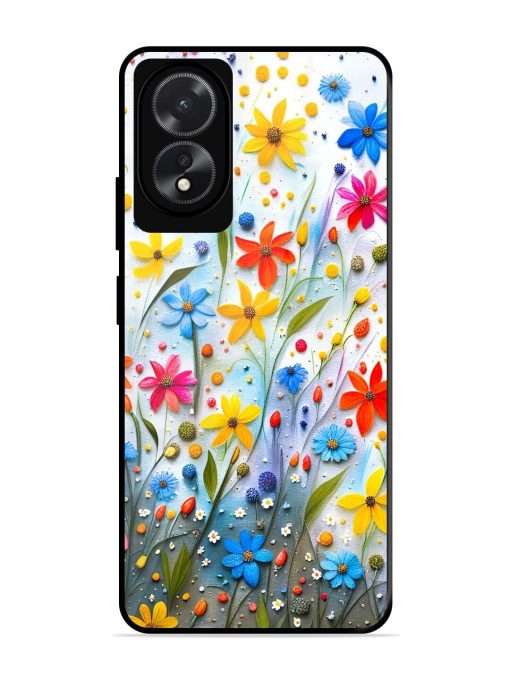 Vibrant Floral Glossy Soft Edge Case for Oppo A18 Chachhi