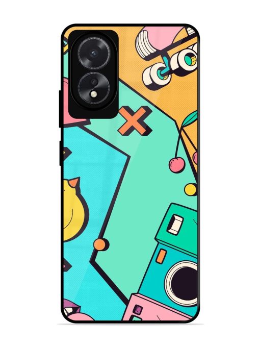 Retro Remix Glossy Soft Edge Case for Oppo A18 Chachhi