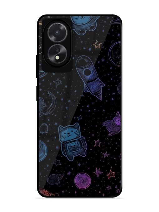 Cosmic Cat Chaos Glossy Soft Edge Case for Oppo A18 Chachhi