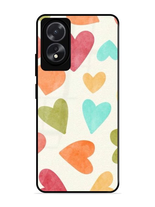 Watercolor Hearts Glossy Soft Edge Case for Oppo A18 Chachhi