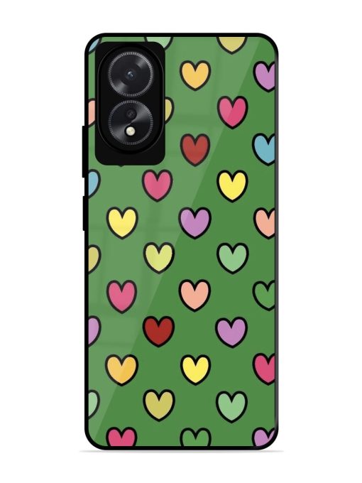 Rainbow Heart Parade Glossy Soft Edge Case for Oppo A18 Chachhi