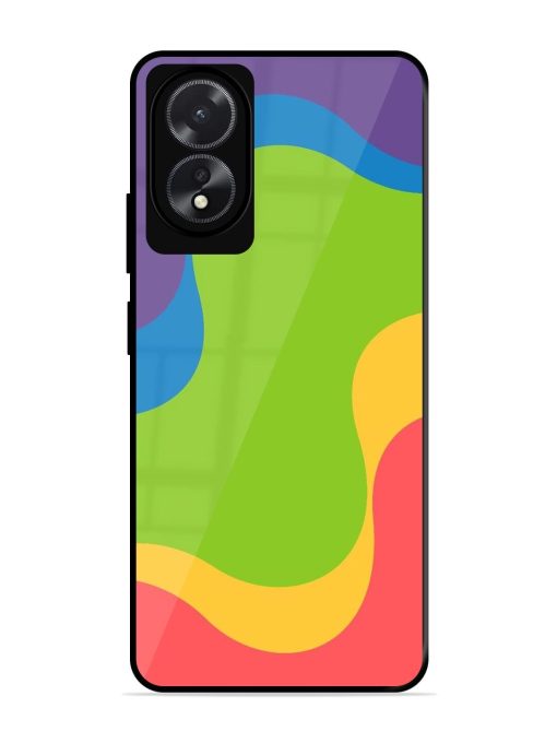 Wavy Rainbow Wonderland Glossy Soft Edge Case for Oppo A18 Chachhi