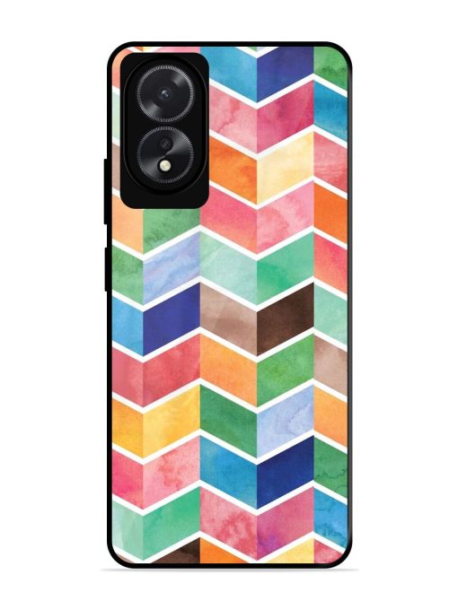 Watercolor Chevron Whimsy Glossy Soft Edge Case for Oppo A18