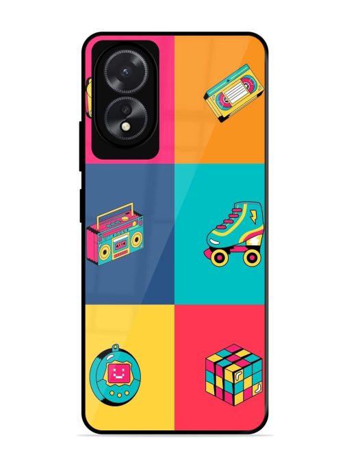 90S Throwback Grid Glossy Soft Edge Case for Oppo A18 Chachhi