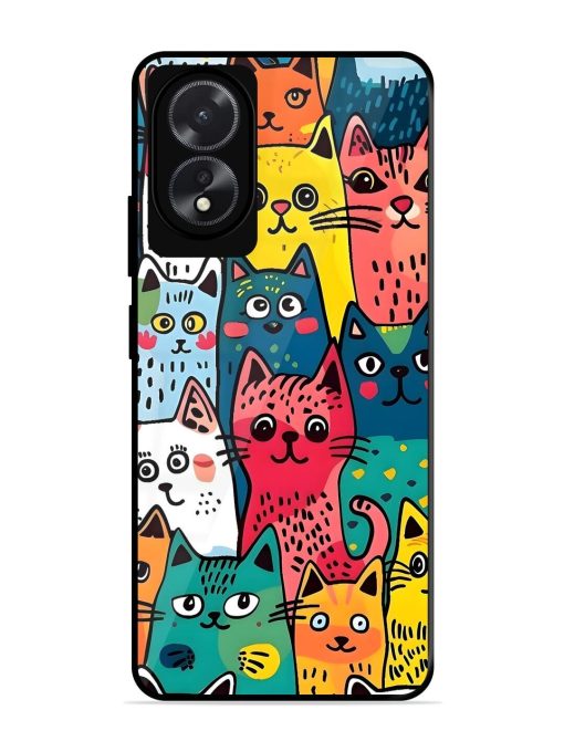 Feline Frenzy Glossy Soft Edge Case for Oppo A18 Chachhi