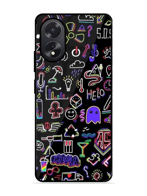 Neon Doodle Glossy Soft Edge Case for Oppo A38 Chachhi