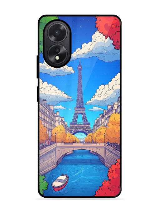 Parisian Panorama Glossy Soft Edge Case for Oppo A38 Chachhi