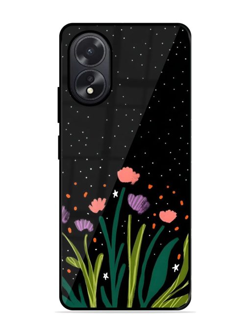 Midnight Bloom Glossy Soft Edge Case for Oppo A38 Chachhi