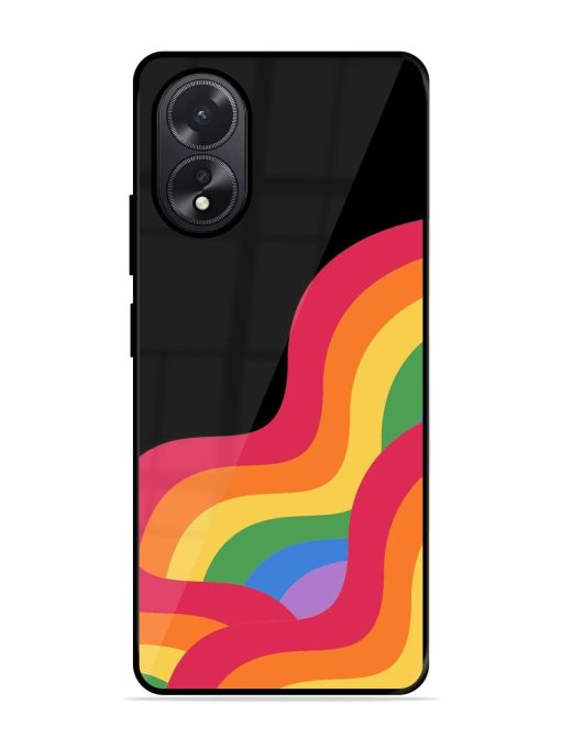 Wavy Rainbow Glossy Soft Edge Case for Oppo A38 Chachhi