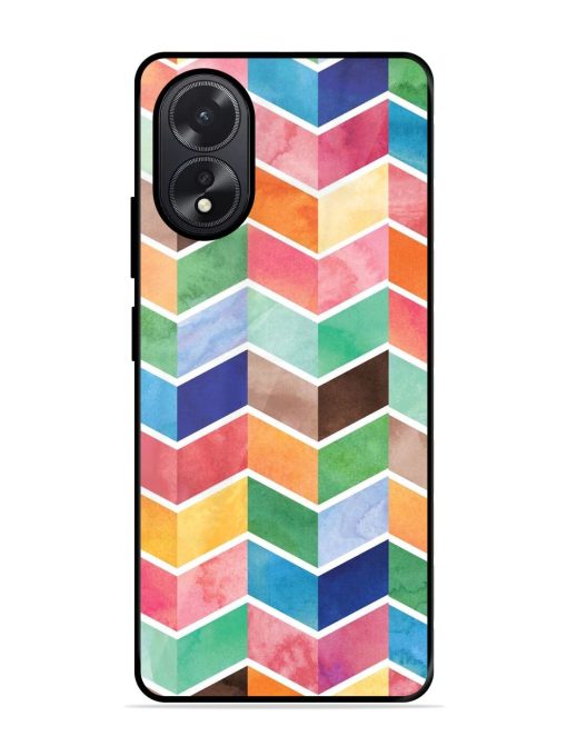 Watercolor Chevron Whimsy Glossy Soft Edge Case for Oppo A38 Chachhi