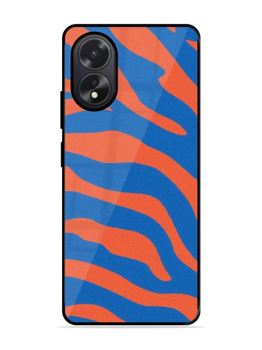 Zebra Stripes In Blue And Orange Glossy Soft Edge Case for Oppo A38 Chachhi